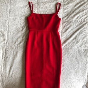 Red dress.